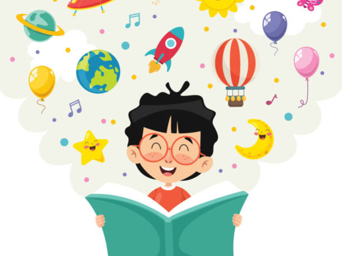 Vector Illustration Of Kid Reading Book